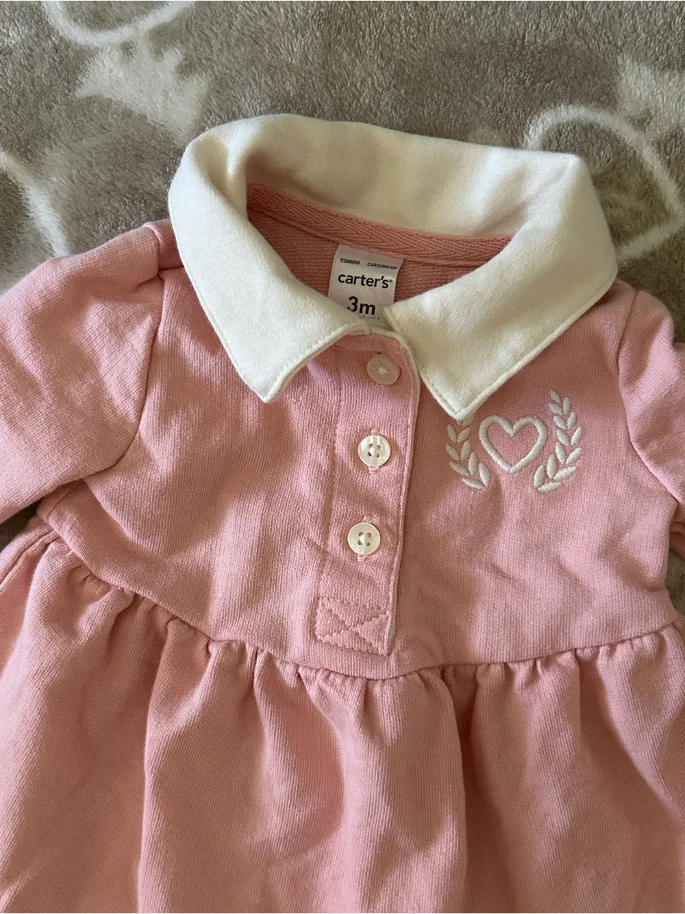 Carter's Pink Dress with White Collar and Matching Bloomers